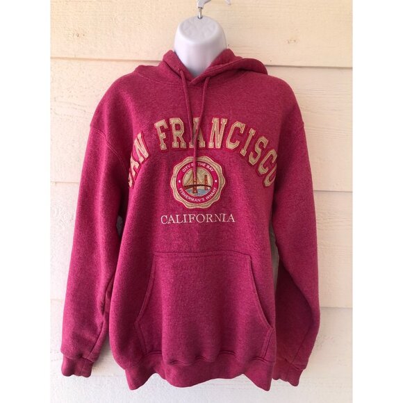 Hoodie Bright Heather Pink San Francisco Stitched Letters / Emblem Embroidered - Picture 1 of 12